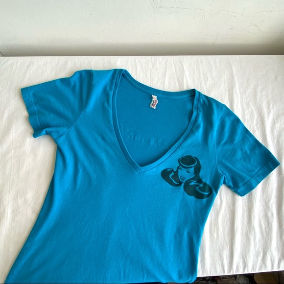 Betty Page San Diago Alstyle Apparel Blue T Shirt Tee Small - Picture 5 of 10